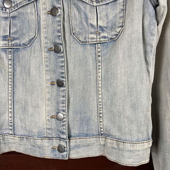 Kut from the Kloth Denim Jacket Women's Medium Blue Light Wash Stretch Trucker - Picture 4 of 16